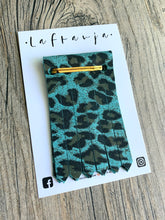 Load image into Gallery viewer, Blue Leopard Print Leather Franjas