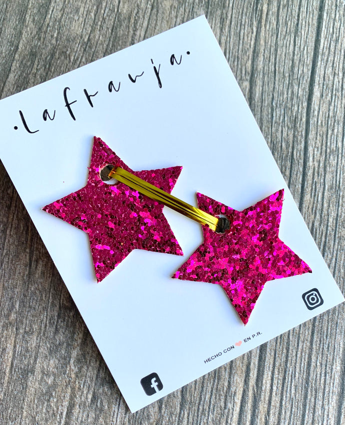 Small Fuchsia Glitter Stars