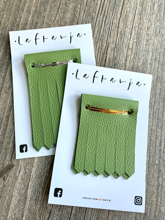 Green Leather Franjas