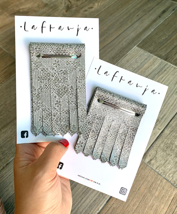 Pewter Lace Leather Franjas